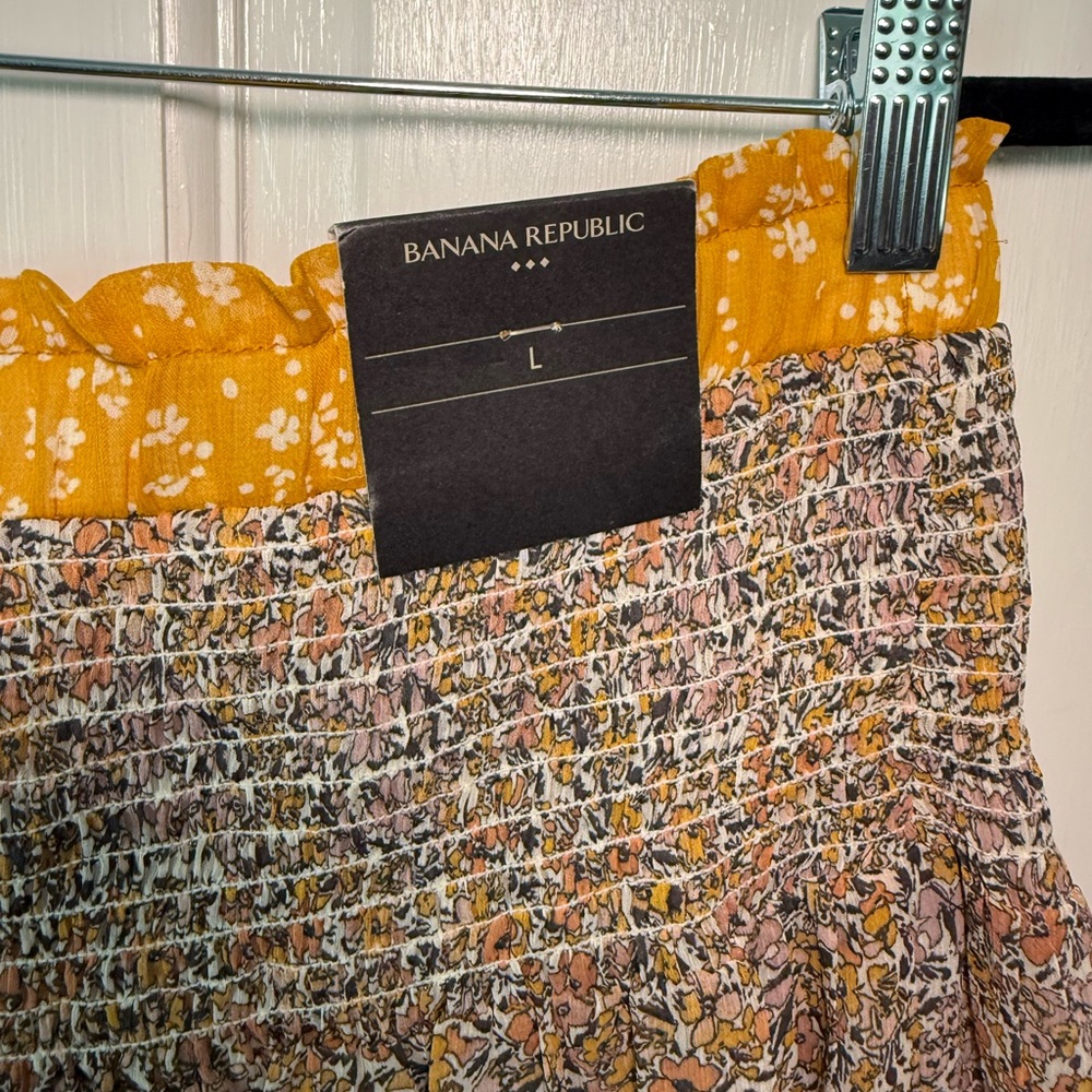 Banana Republic Factory Yellow and Blue Smocked Skater Mini Skirt - Picture 3 of 3